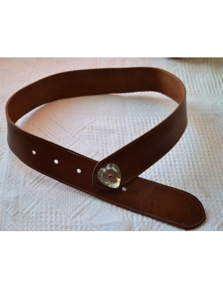 CINTURA IN PELLE STILE TIROLESE tg. 65/80 cm