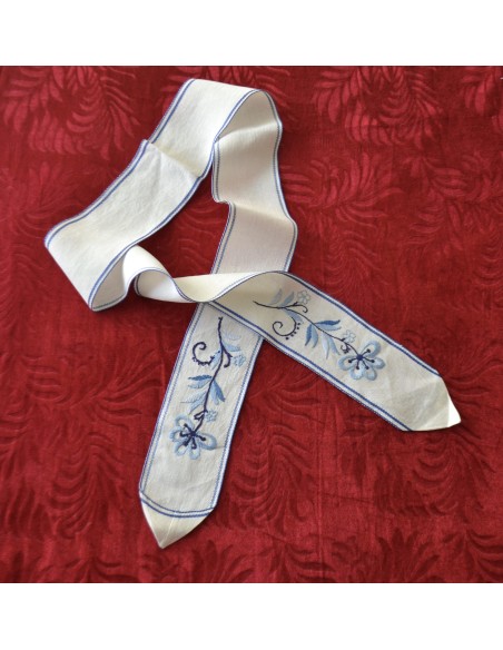 ANTICA STRISCIA DA MENSOLA  RICAMATA A MANO