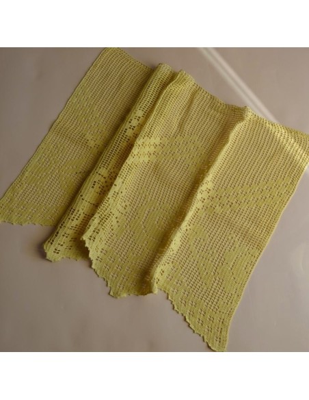 TENDINA GIALLA  "Rose" AD UNCINETTO 88x55 cm ca.