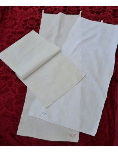 SET 3 ANTICHI ASCIUGAMANI / CANOVACCI IN LINO E COTONE CON MONOGRAMMA