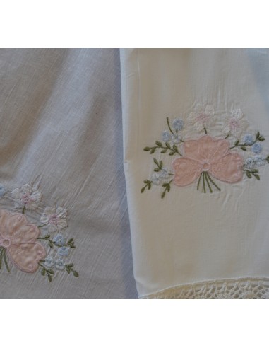 SET 3 ANTICHI ASCIUGAMANI / CANOVACCI IN LINO E COTONE CON MONOGRAMMA