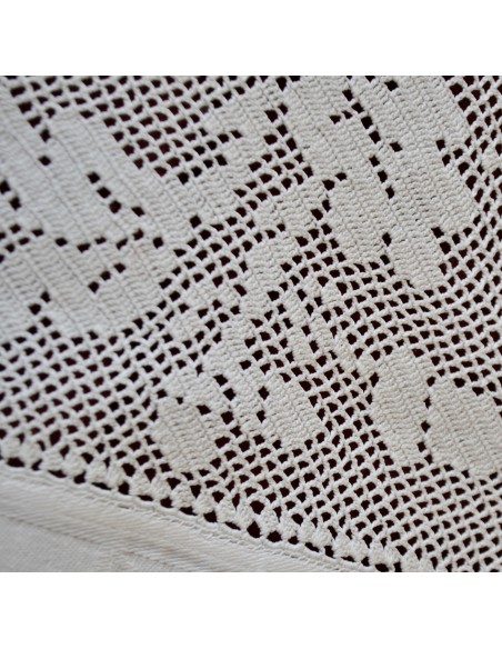 ANTICA TOVAGLIA / COPRITAVOLO CON UNCINETTO 88x88 cm