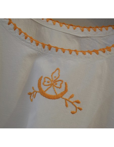 ANTICA CAMICIA DA NOTTE LUNGA RICAMATA A MANO