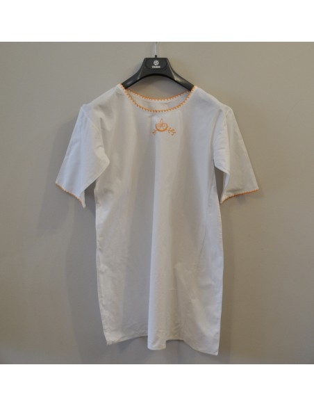 ANTICA CAMICIA DA NOTTE LUNGA RICAMATA A MANO