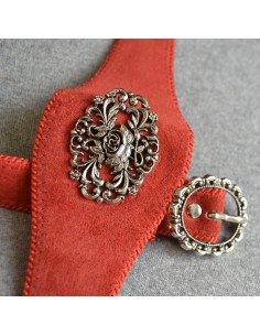 CINTURA IN PELLE STILE TIROLESE tg.46 marrone 2