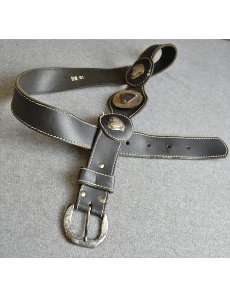 CINTURA IN PELLE STILE TIROLESE 76/85 cm marrone