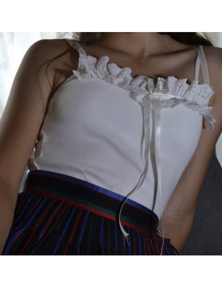 TOP COTONE CON MERLETTO Tg. S/XS DONNA / RAGAZZA