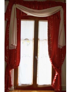 COPPIA TENDE  CON MANTOVANA E FERMATENDE rosso-bordeaux...