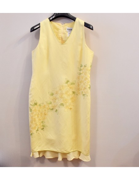 ABITO ESTIVO  tg12/ 44-46  GIALLO RICAMATO