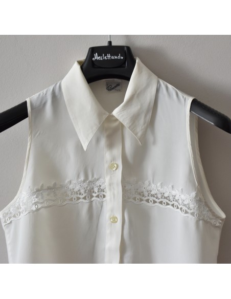CAMICIA CREMA CON PIZZO  tg.42/44