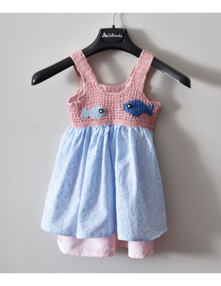 VESTITINO  MARE  BAMBINA tg. 3 anni UNCINETTO