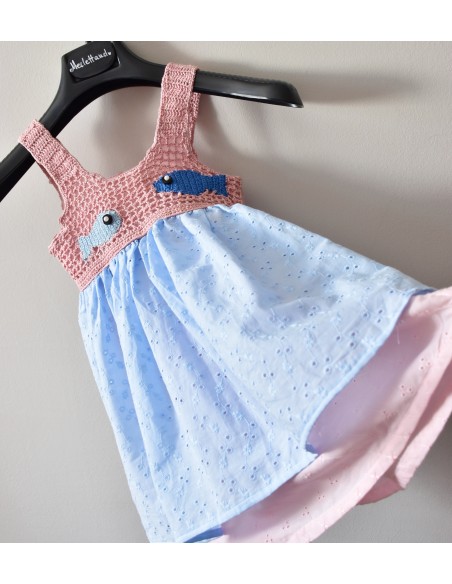 VESTITINO  MARE  BAMBINA tg. 3 anni UNCINETTO