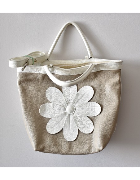 BORSA CON IL FIORE PELLE