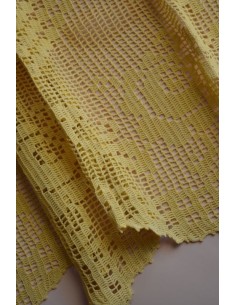 TENDINA GIALLA  "Rose" AD UNCINETTO 88x55 cm ca. 2