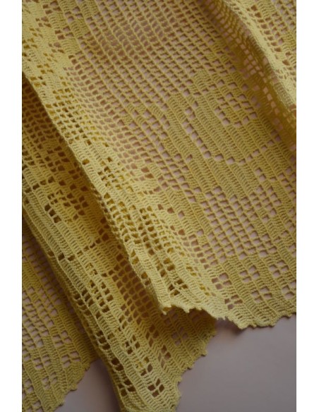 TENDINA GIALLA  "Rose" AD UNCINETTO 88x55 cm ca.