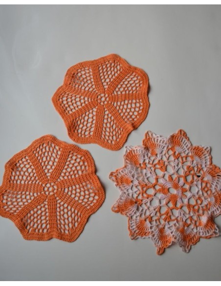 SET 3 CENTRI ARANCIONE REALIZZATI A MANO diam. 26/30 cm