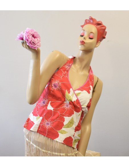 TOP COTONE ROSSO BIANCO TG. L