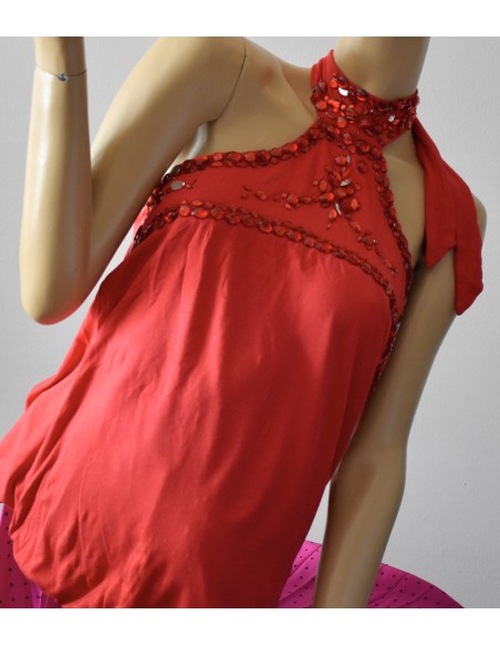 TOP ROSSO CON PERLINE Tg.48 South