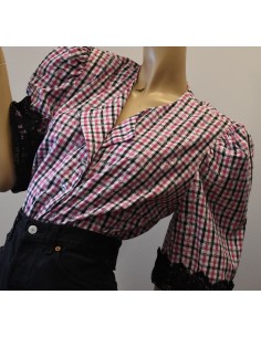 CAMICETTA  TIROLESE  TG.50/52  QUADRETTI ROSA 2