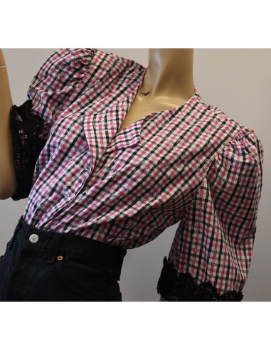 CAMICETTA  TIROLESE  TG.50/52  QUADRETTI ROSA