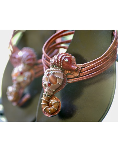 SANDALI CIABATTE  PELLE  N* 39 Cavalluccio Marino