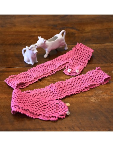 SET DUE FERMATENDE IN PIZZO  UNCINETTO ROSA