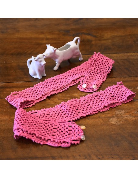 SET DUE FERMATENDE IN PIZZO  UNCINETTO ROSA