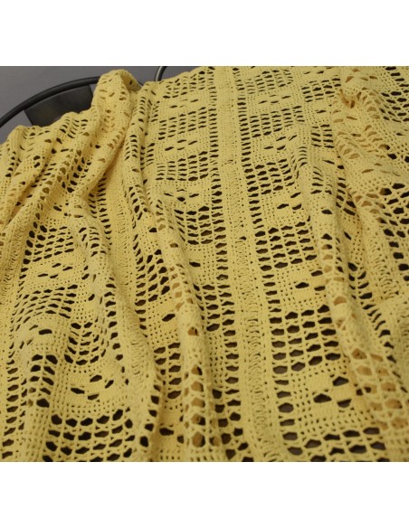 COPERTA / PLAID/ COPRITAVOLO IN COTONE GIALLO 175x175cm