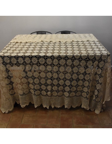 COPRILETTO / COPRITAVOLO REALIZZATO A MANO AI FERRI 250x200
