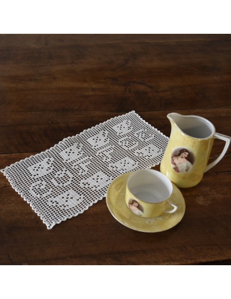 CENTRO 37x18 cm UNCINETTO A MANO "Coffee"