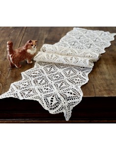 CENTRO REALIZZATO A MANO AD UNCINETTO 116x27cm ECRù