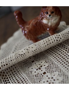 CENTRO REALIZZATO A MANO AD UNCINETTO 86x36cm ECRù 2