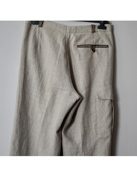 PANTALONI UOMO TIROLESI tg.44 LINO/PELLE