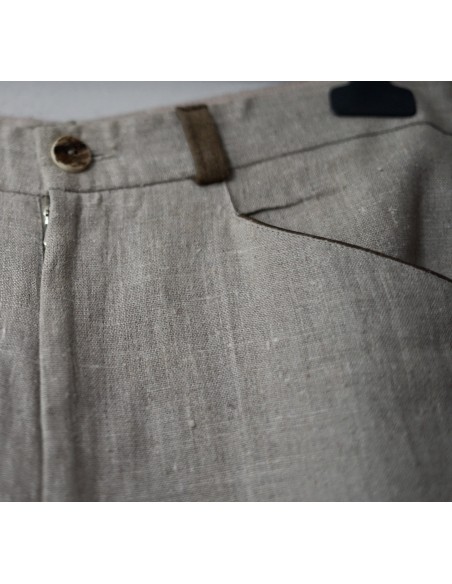 PANTALONI UOMO TIROLESI tg.44 LINO/PELLE