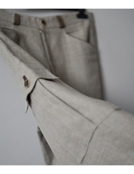 PANTALONI UOMO TIROLESI tg.44 LINO/PELLE