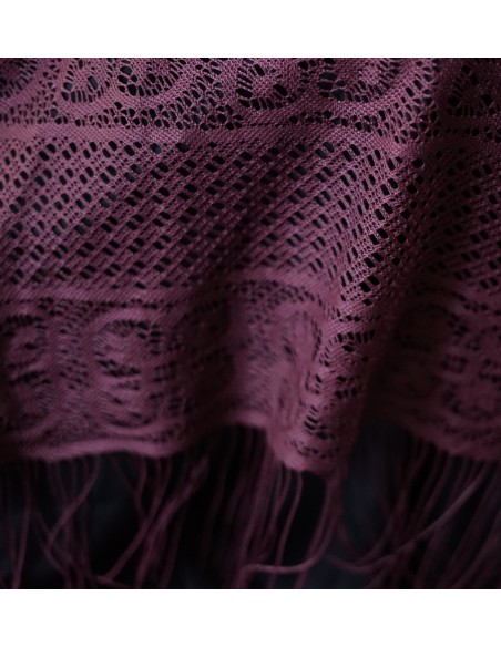 PONCHO BORDEAUX/ BORGOGNA  IN PIZZO