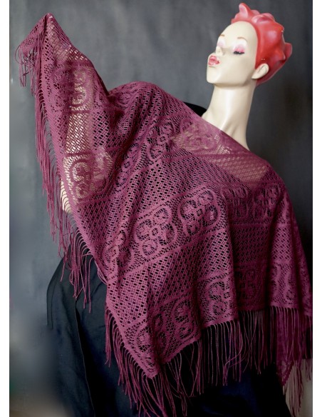 PONCHO BORDEAUX/ BORGOGNA  IN PIZZO