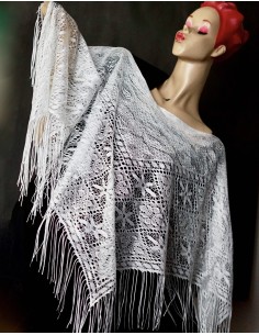 PONCHO BIANCO  IN PIZZO