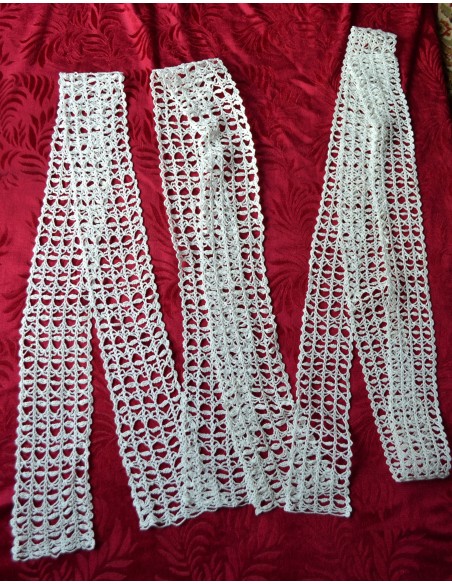 SET 3 BORDINI / PIZZI REALIZZATI A MANO AD UNCINETTO