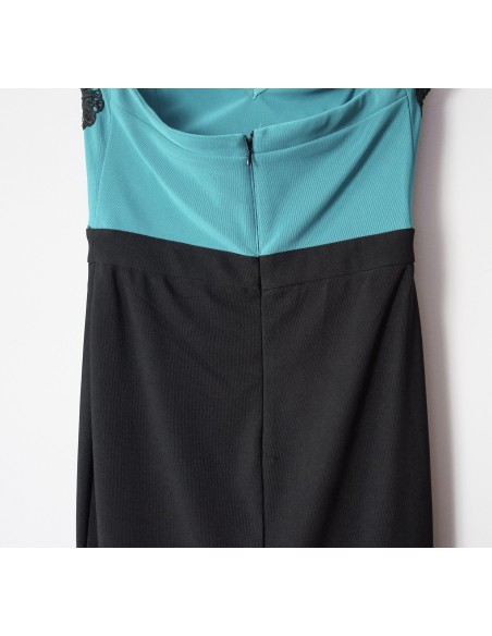  ABITO DA SERA NERO / TURCHESE  CON MERLETTO tg. 44/46 