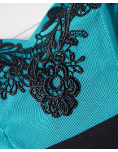  ABITO DA SERA NERO / TURCHESE  CON MERLETTO...