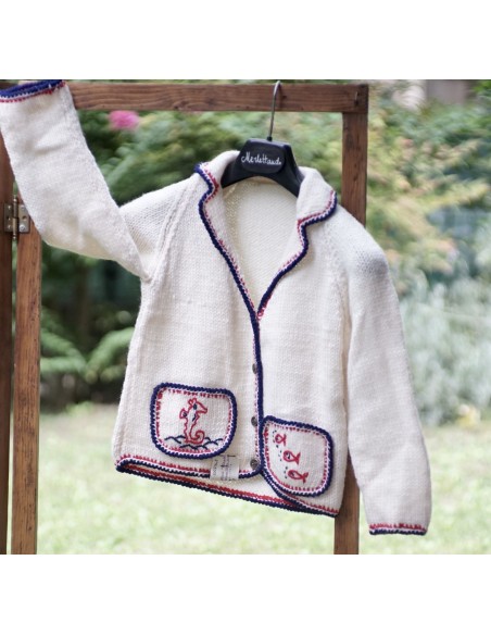 GOLFINO BAMBINA A MANO LANA VINTAGE  tg.6/8 anni