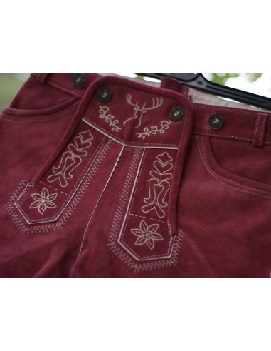 PANTALONCINI  PELLE tg.134/  8 nni TIROLESE Isar  rosa