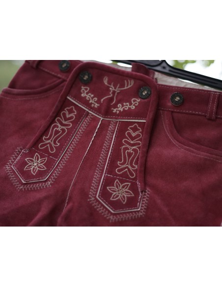 PANTALONCINI  PELLE tg.134/  8 nni TIROLESE Isar  rosa