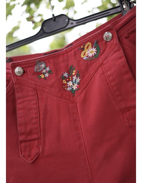 PANTALONI Tg.44 DONNA STILE TIROLESE ROSSO