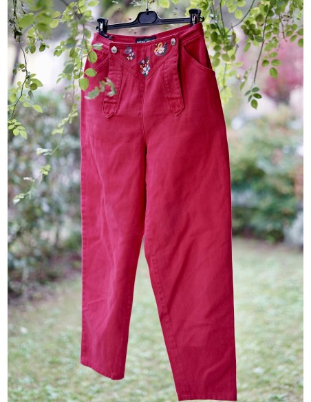 PANTALONI Tg.44 DONNA STILE TIROLESE ROSSO