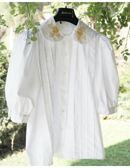 CAMICIA STILE TIROLESE tg M/L  RICAMATA