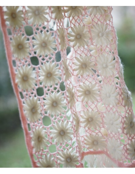 SCIALLE IN LANA  CREMA / ROSA