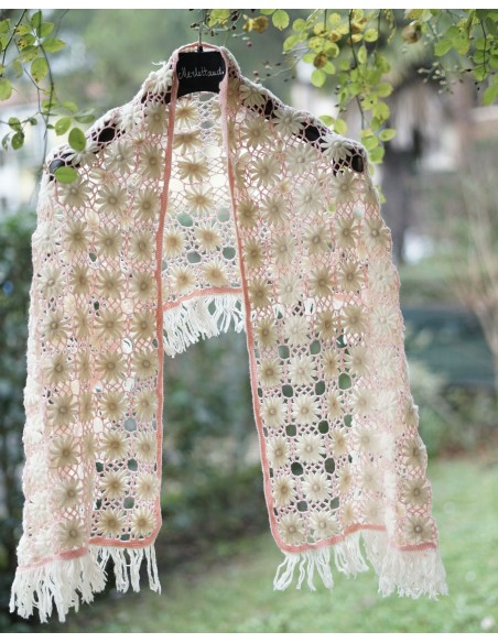 SCIALLE IN LANA  CREMA / ROSA