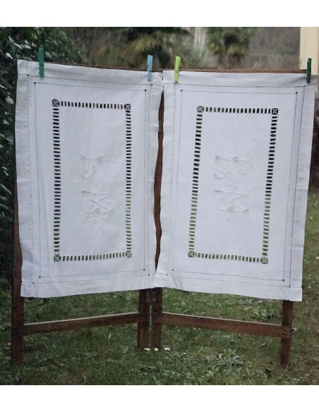 COPPIA TENDINE ANTICHI  COPRICUSCINI 77X52cm
